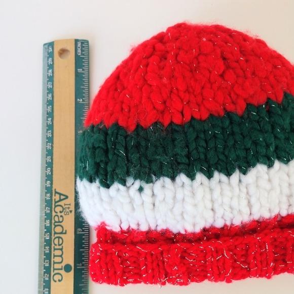 Beanie Baby Toddler Hand Crafted Christmas Hat Knit Red Green White - Picture 6 of 13